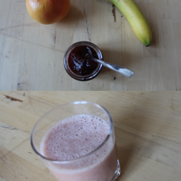 Smoothies rose pep's, riche en vitamines.